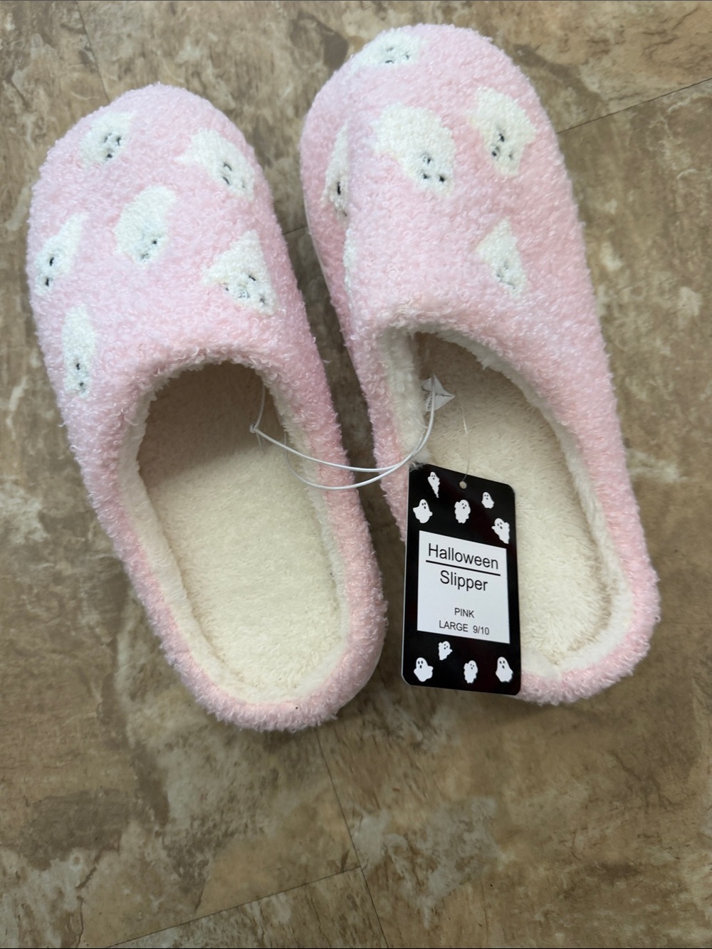 Kids Pink Halloween Ghost Slippers